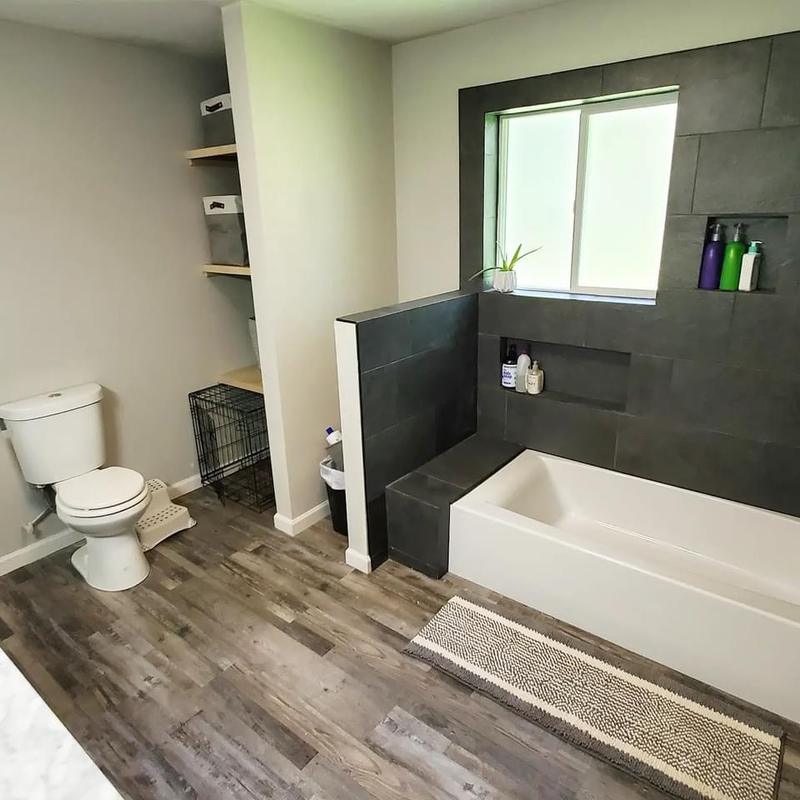 Tub surround, tile and new floor
